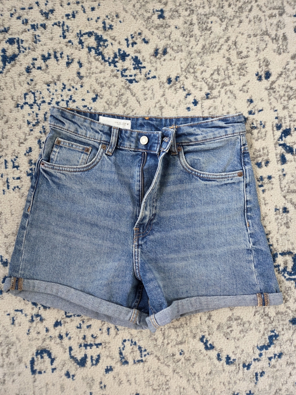 Zara Light Blue Denim Cuffed Shorts